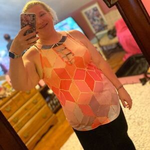 Wish Geometrical Tank Top Pink & Gold 2XL